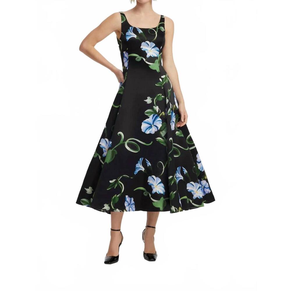 NEW LEO LIN serafina appliqué maxi dress in black flora